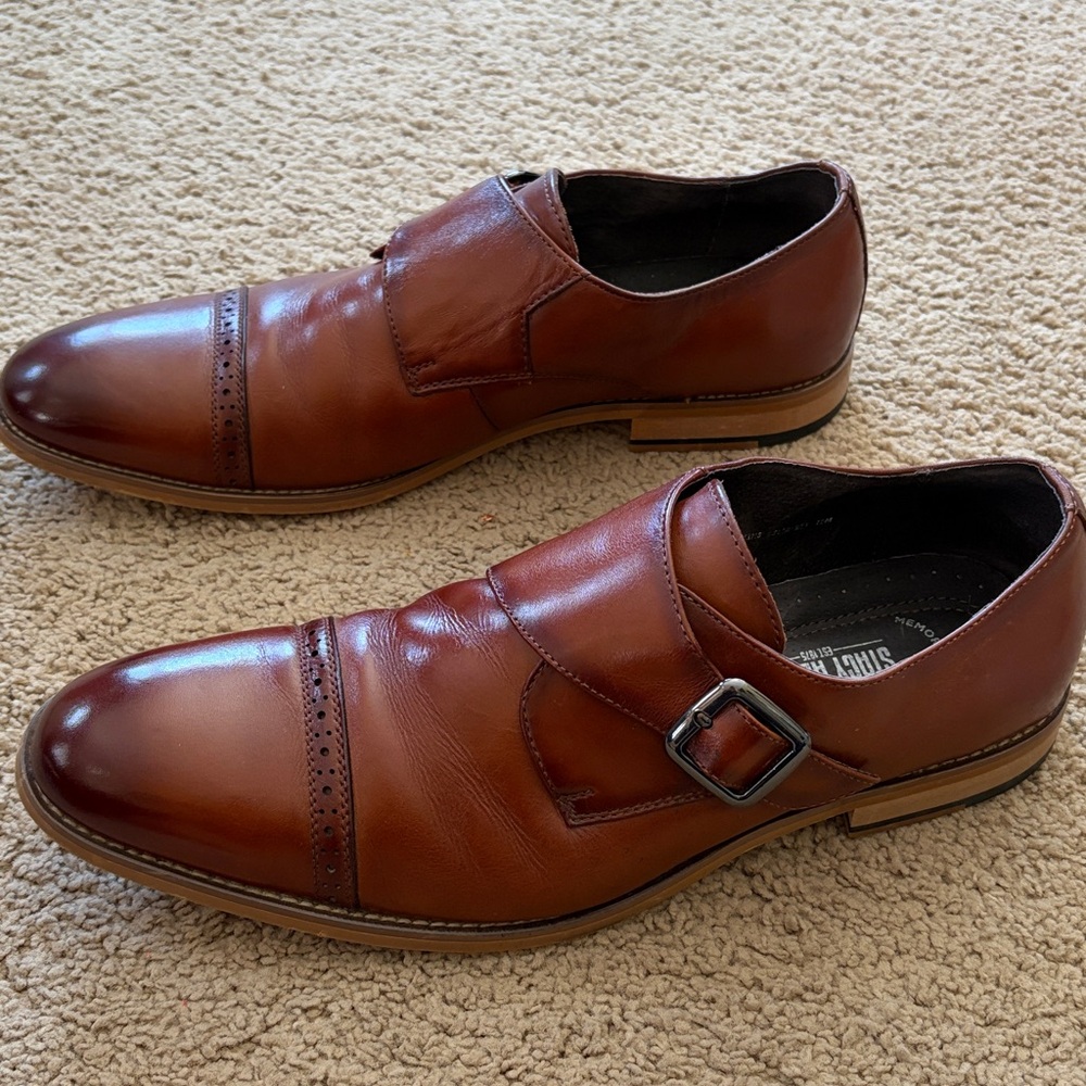 Stacy Adam’s cognac leather monk strap loafer dress shoe 12M - Picture 4 of 13